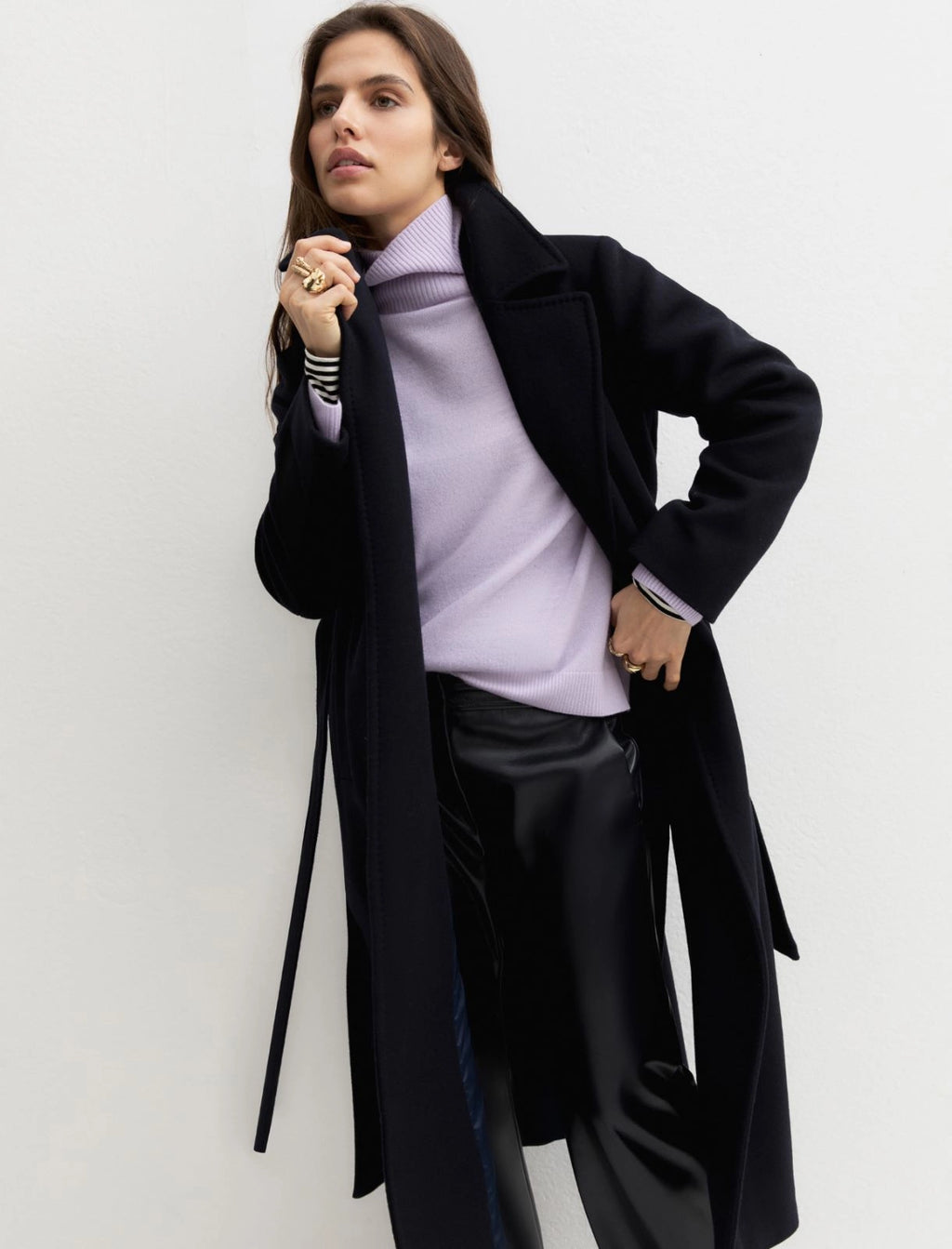 EMME MARELLA Belted double-sided fabric coat