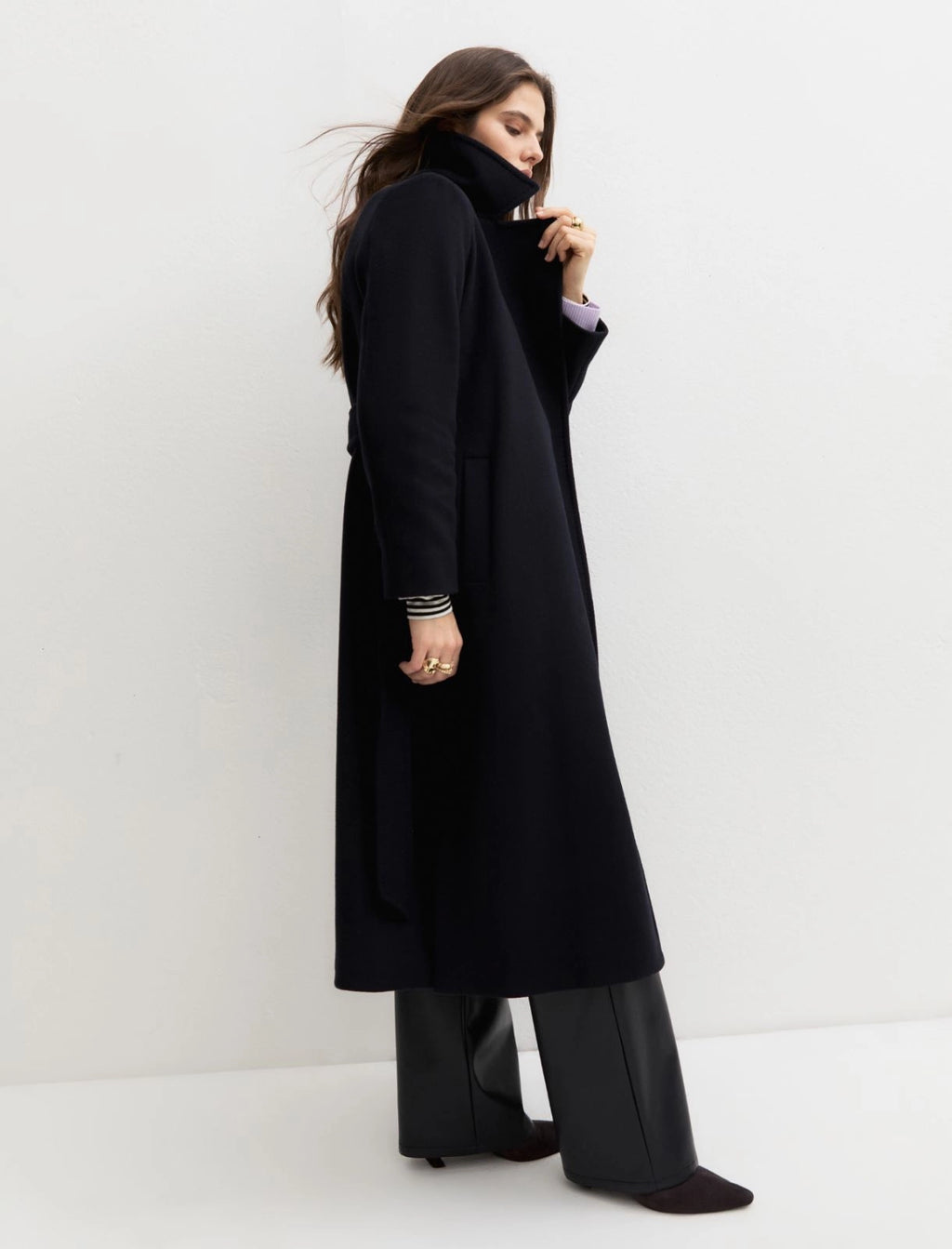 EMME MARELLA Belted double-sided fabric coat