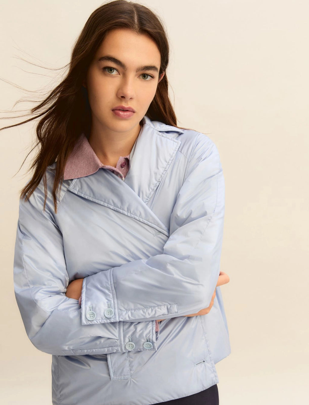 Short raincoat - DUST BLUE