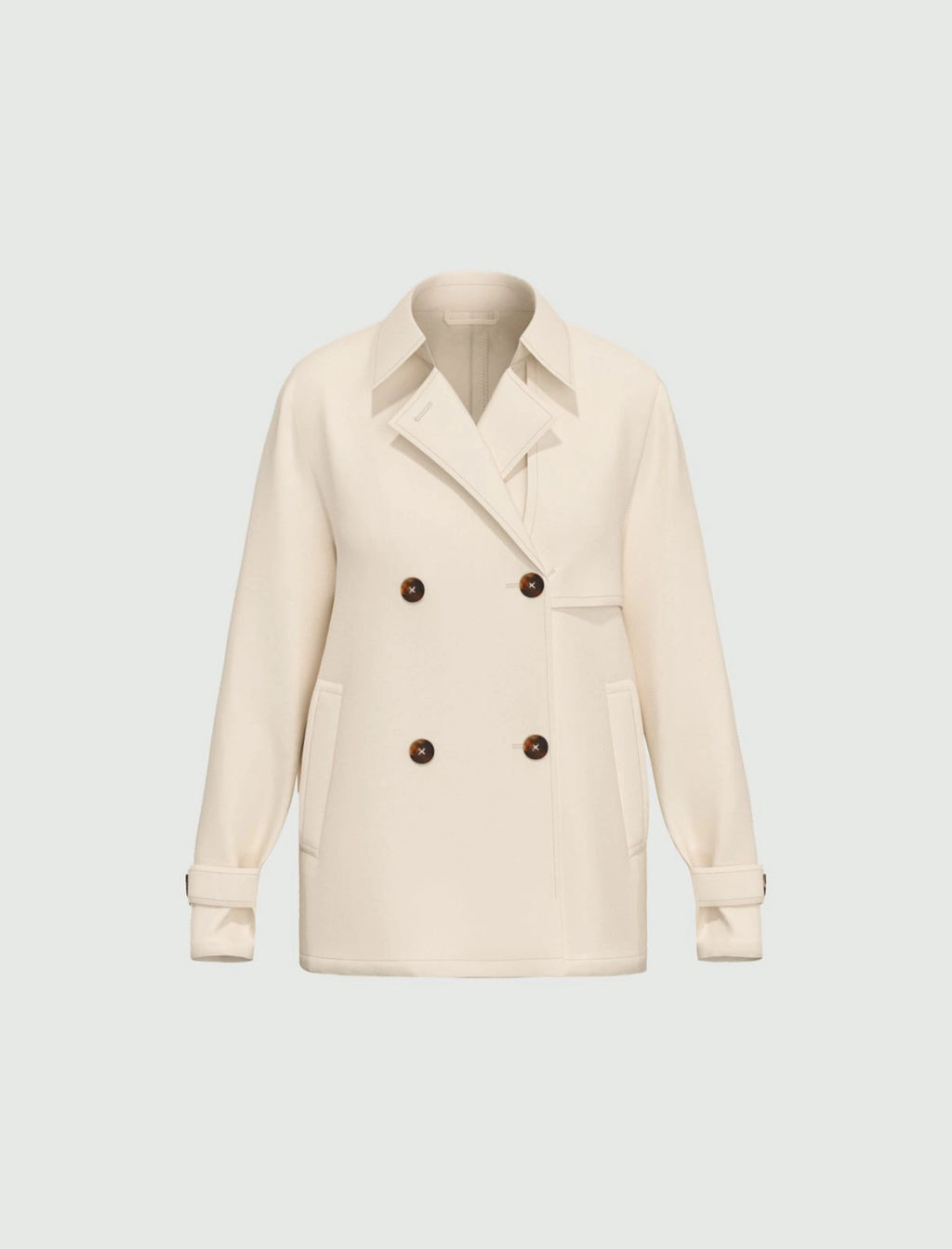 Double-breasted water-repellent gabardine trench coat - WOOL WHITE