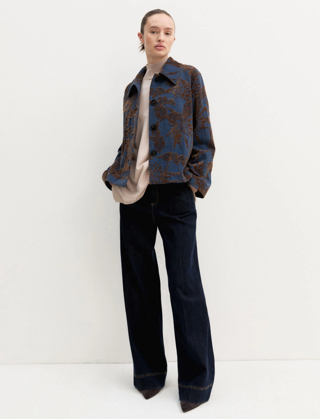 EMME MARELLA Faded jacquard denim jacket