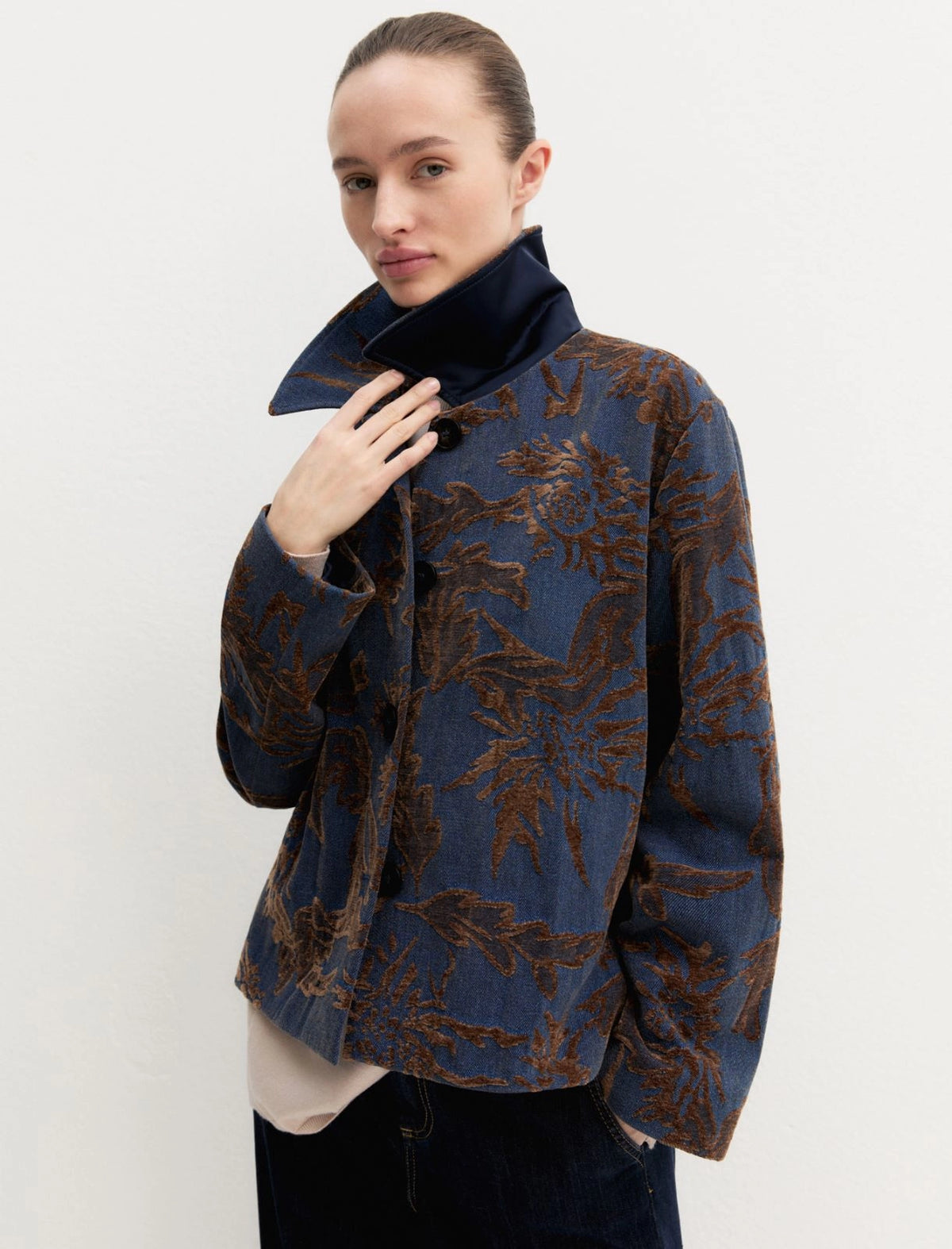 EMME MARELLA Faded jacquard denim jacket
