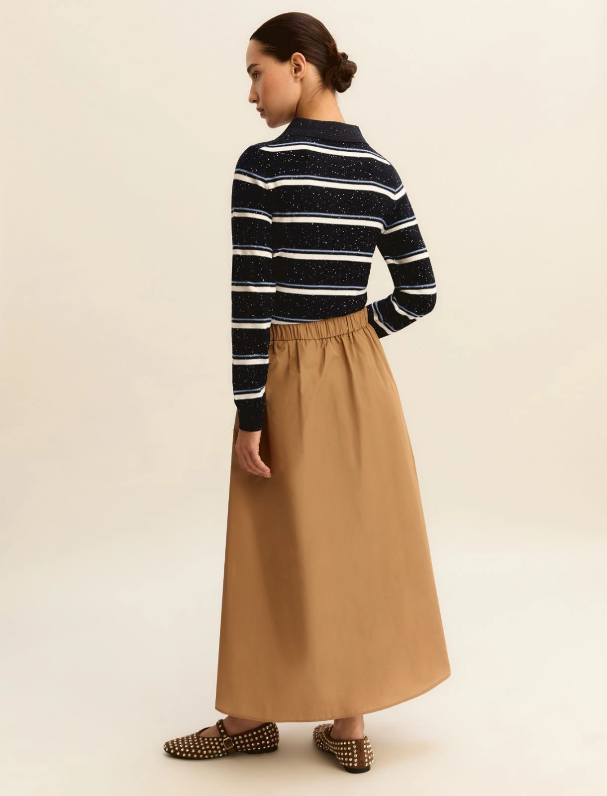 Long taffeta skirt - CAMEL