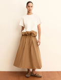 Jersey and taffeta blouse - CAMEL