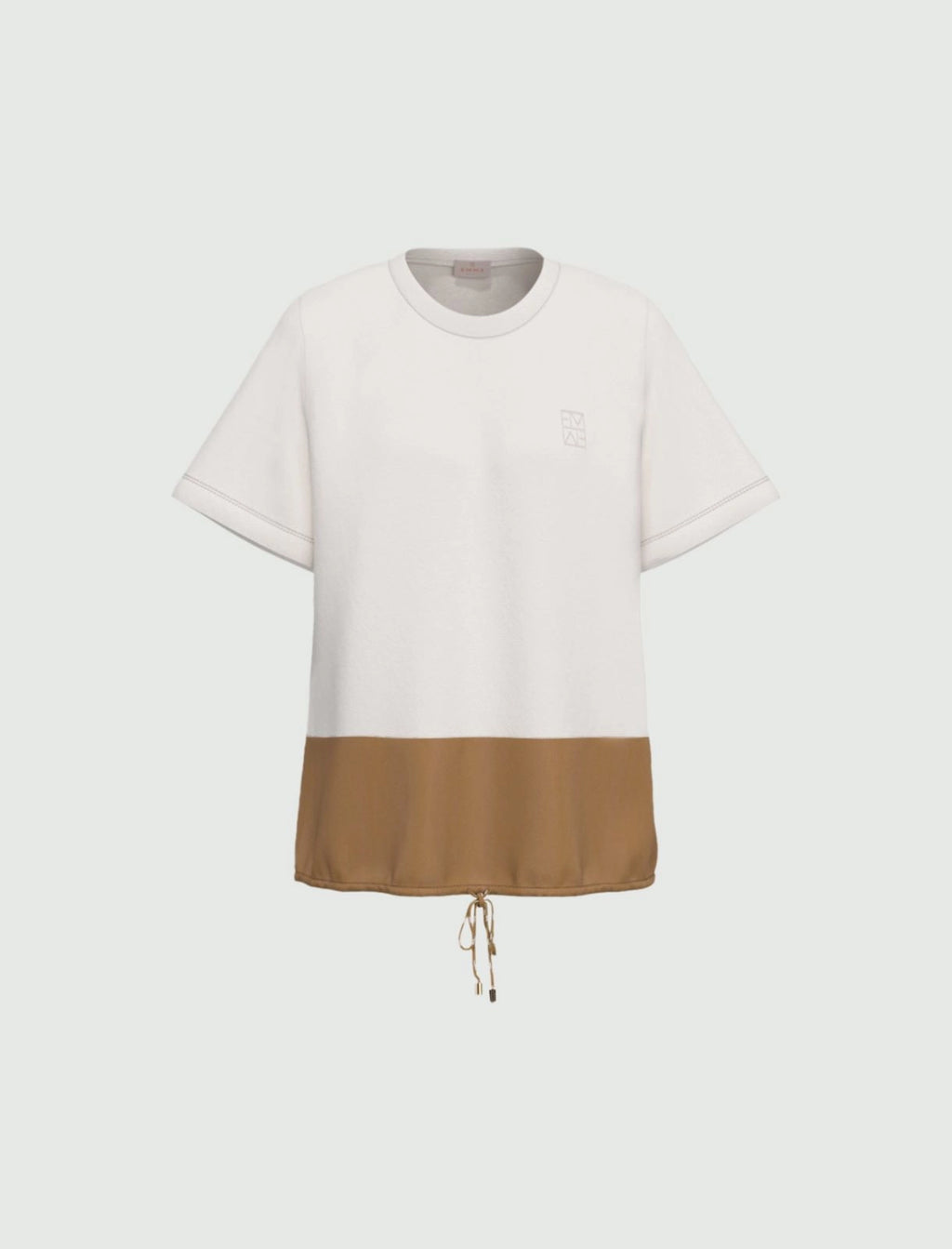 Jersey and taffeta blouse - CAMEL
