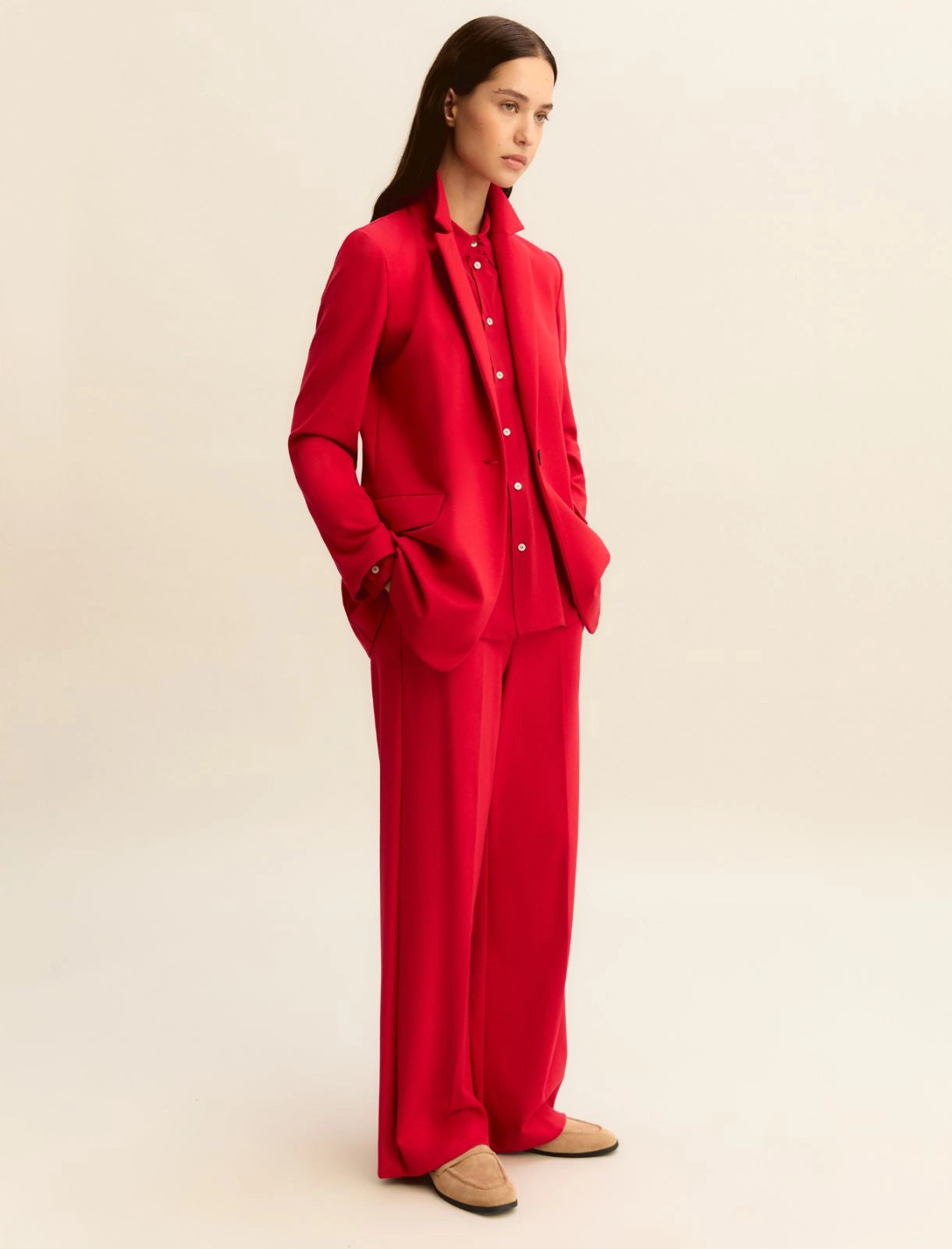 Silk-blend shirt - RED