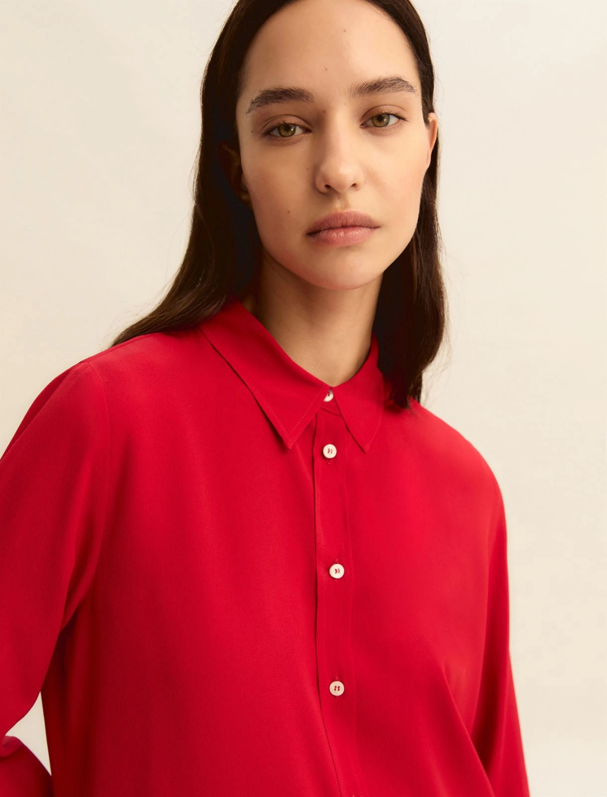 Silk-blend shirt - RED
