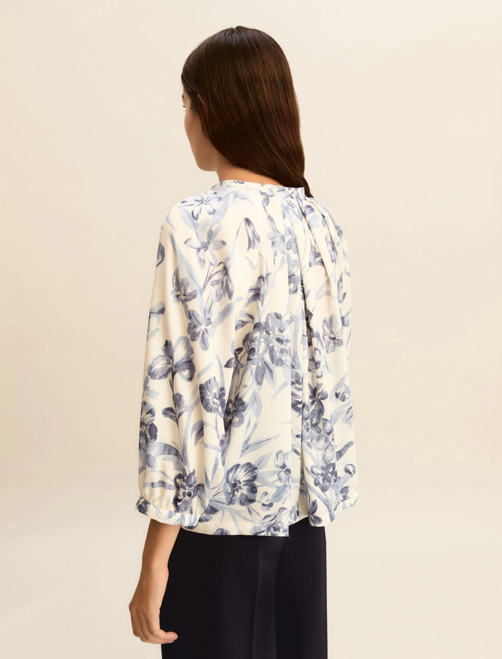 Printed twill blouse - LIGHT BLUE