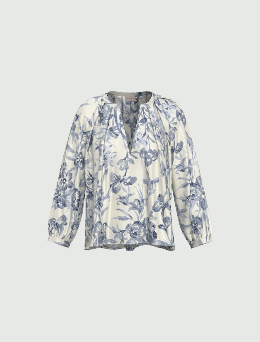 Printed twill blouse - LIGHT BLUE