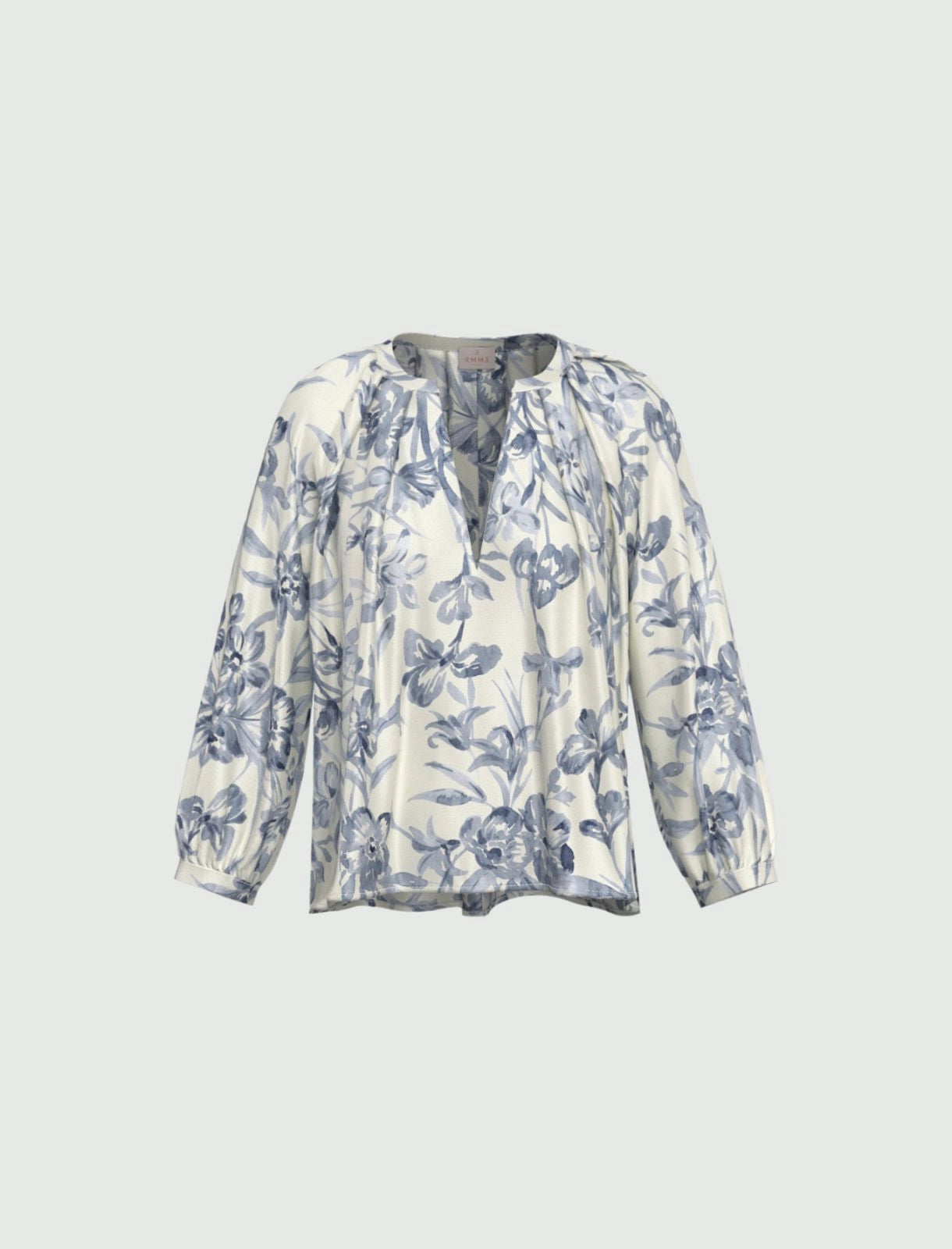 Printed twill blouse - LIGHT BLUE