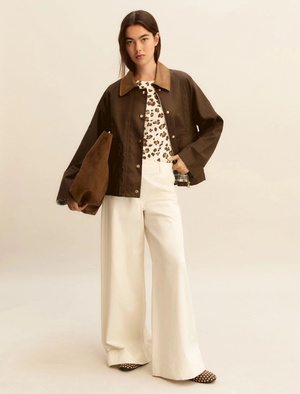 Printed twill T-shirt - WOOL WHITE