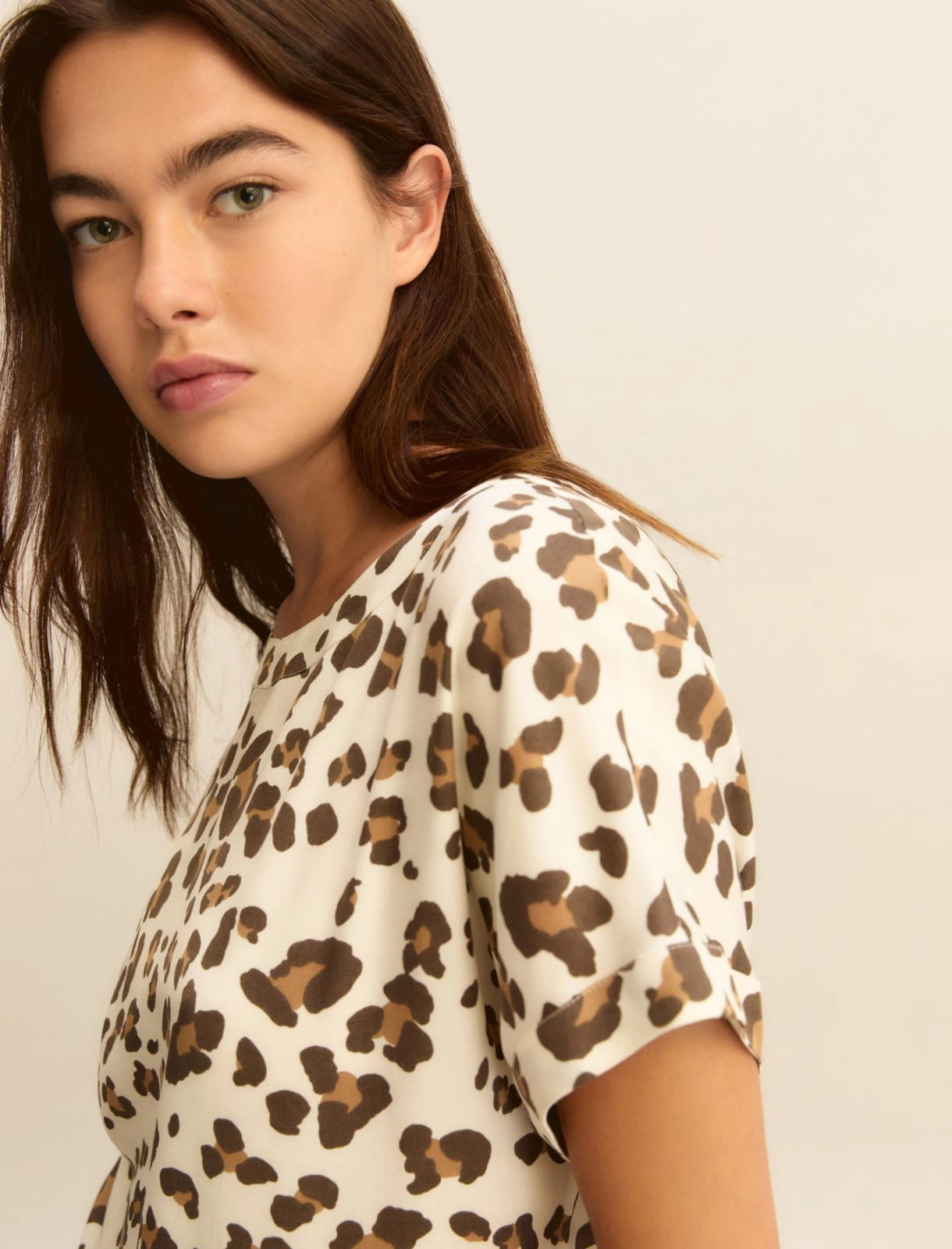 Printed twill T-shirt - WOOL WHITE