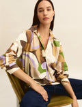 Printed poplin blouse - SAND
