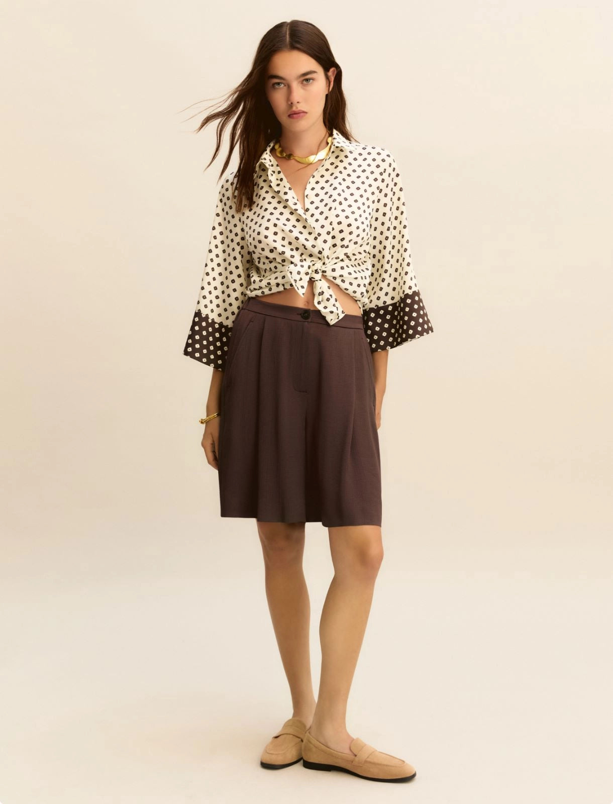 Printed twill shirt - WOOL WHITE