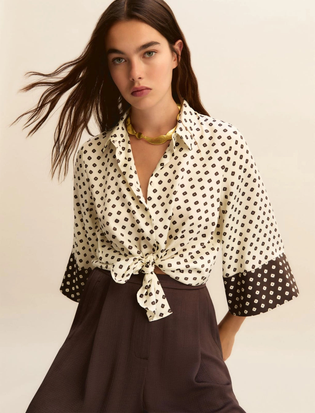 Printed twill shirt - WOOL WHITE