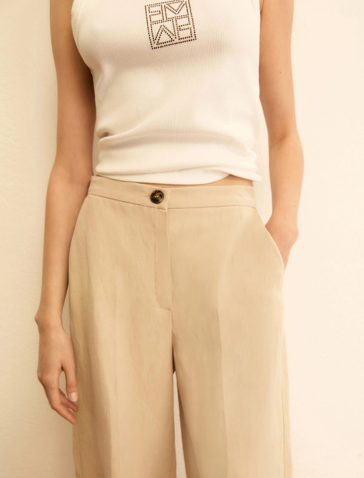 EMME MARELLA Flowing viscose and linen trousers