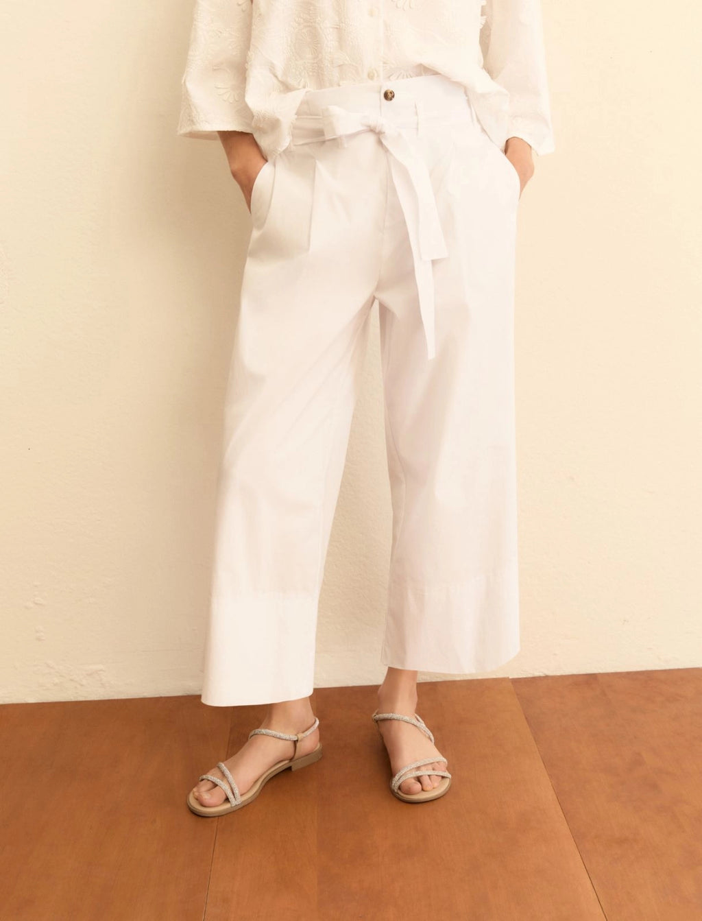 EMME MARELLA Belted poplin trousers