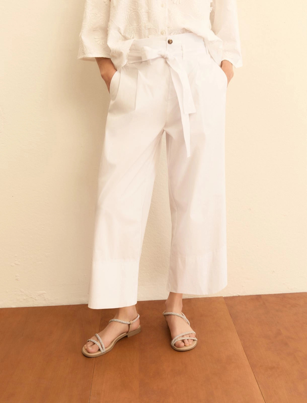 EMME MARELLA Belted poplin trousers