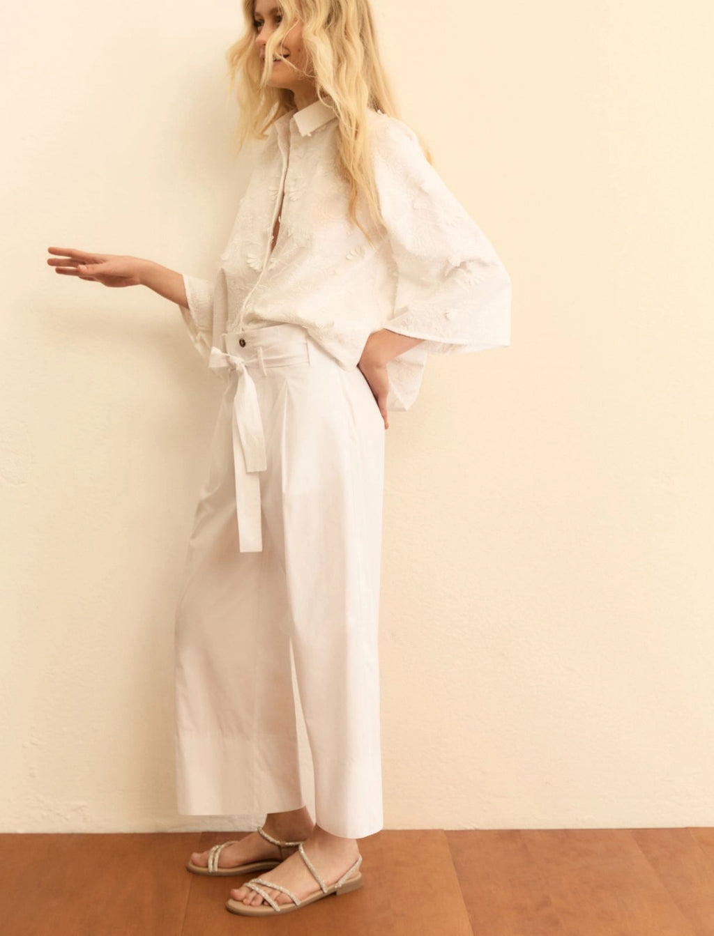 EMME MARELLA Belted poplin trousers