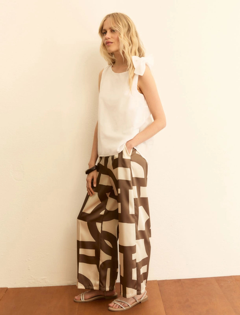 EMME MARELLA Printed twill trousers