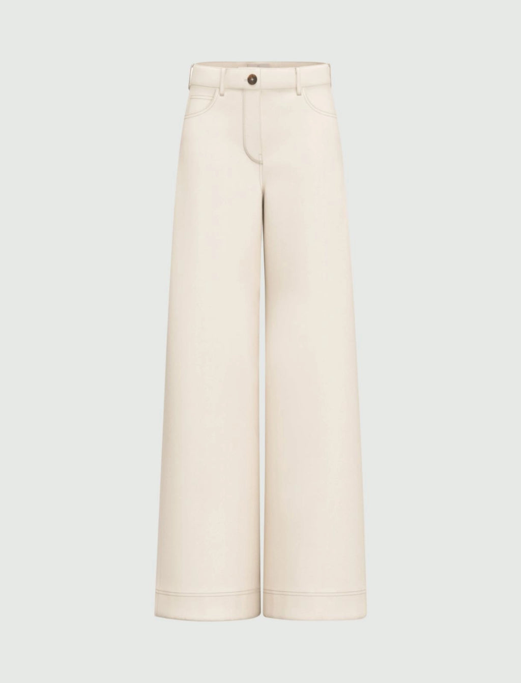 Wide-fit stretch satin 5-pocket trousers - WOOL WHITE