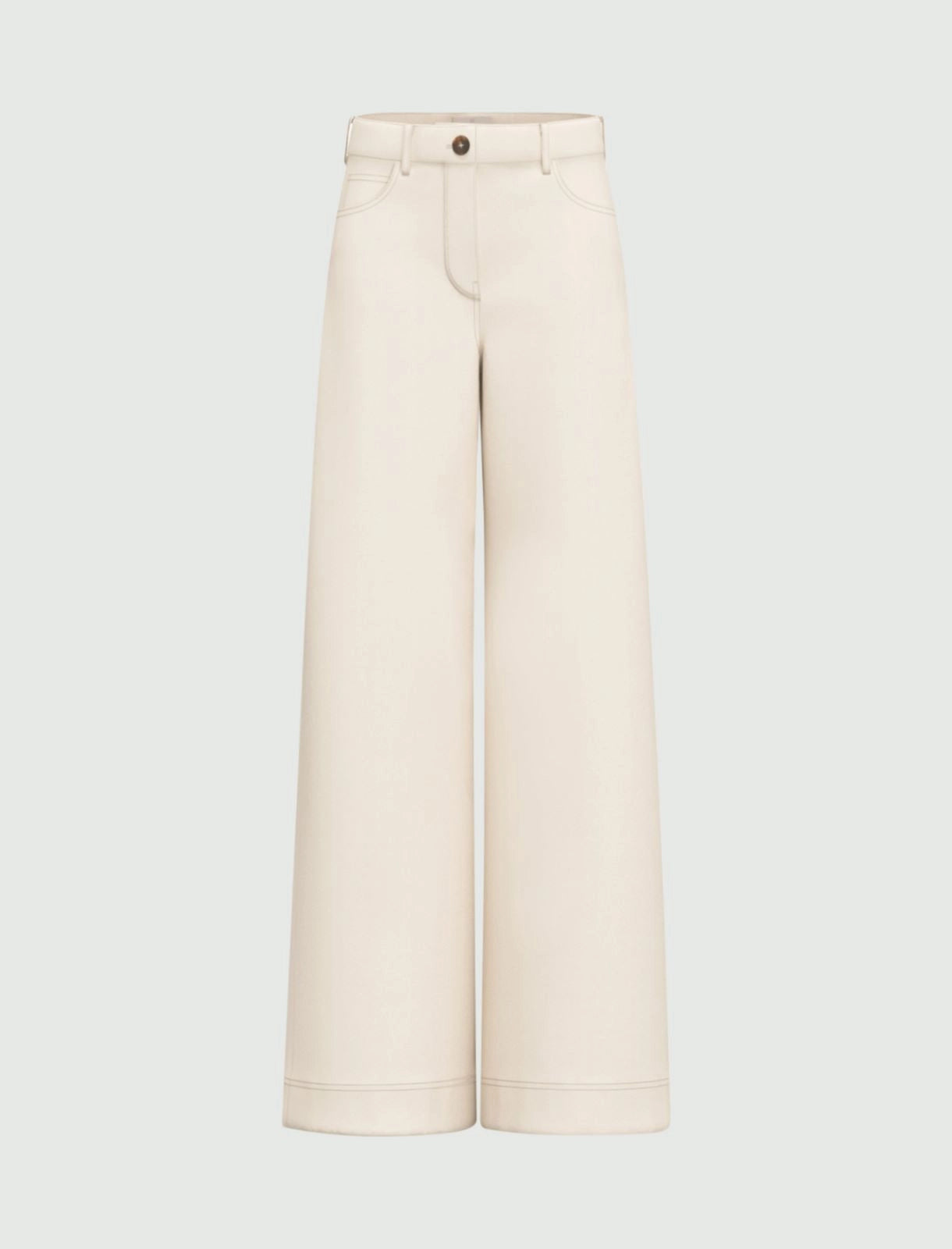 Wide-fit stretch satin 5-pocket trousers - WOOL WHITE