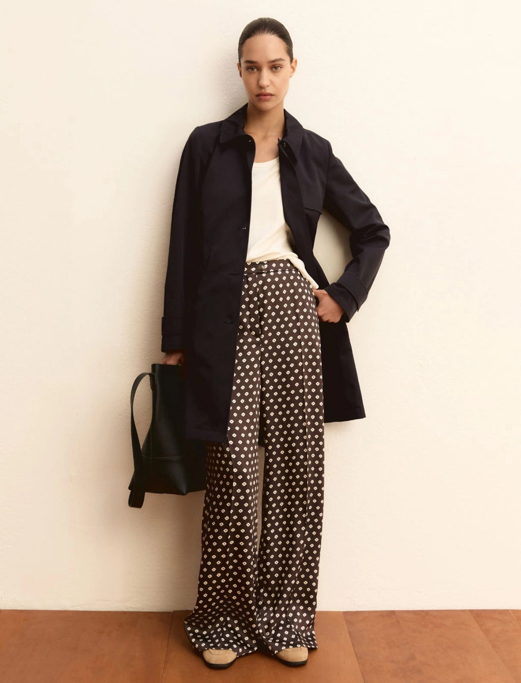 Printed twill trousers - KAKI