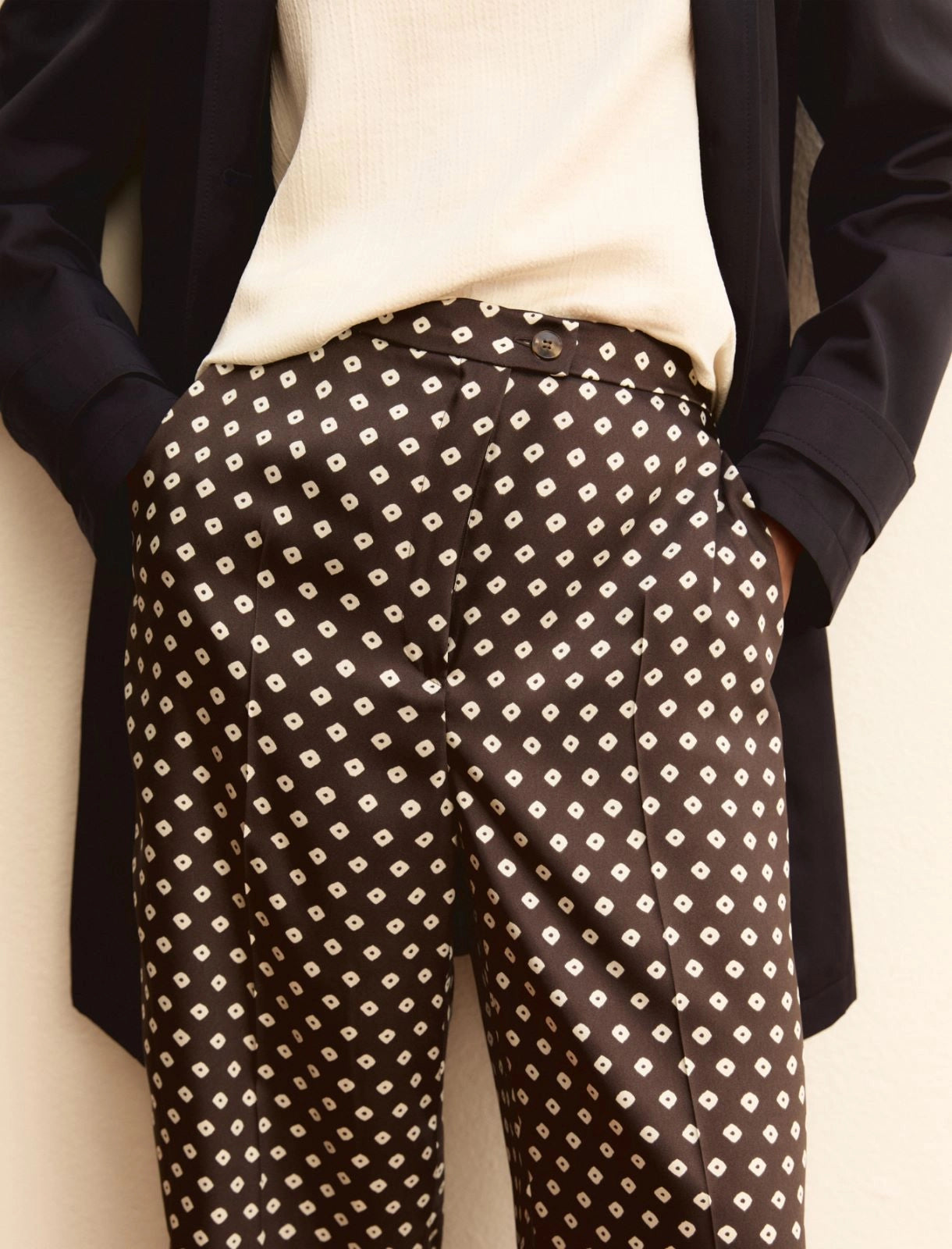 Printed twill trousers - KAKI