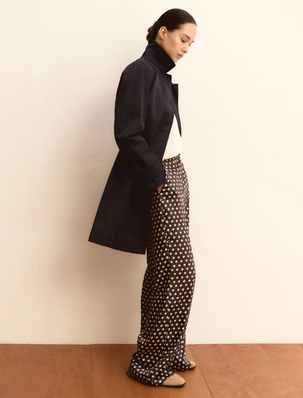 Printed twill trousers - KAKI