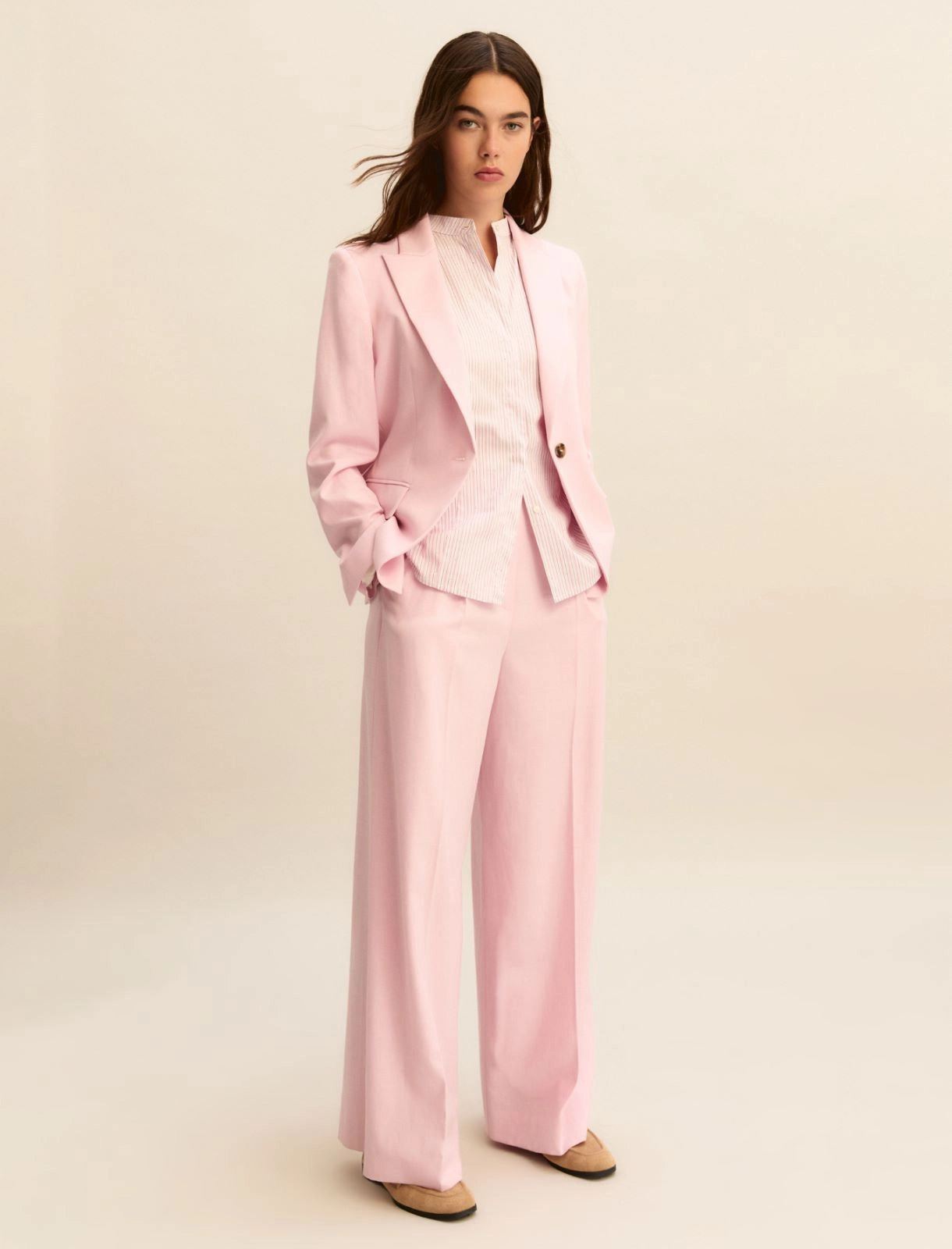 Lamé-adorned viscose trousers - PINK