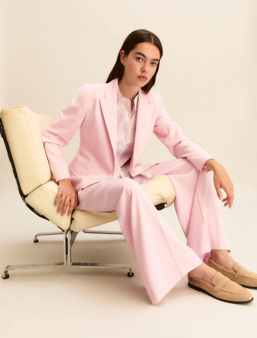 Lamé-adorned viscose trousers - PINK