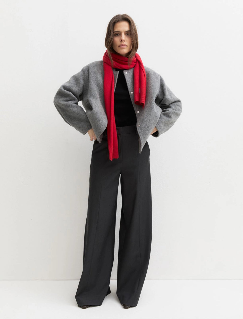EMME MARELLA   Wide flared trousers - DARK GREY