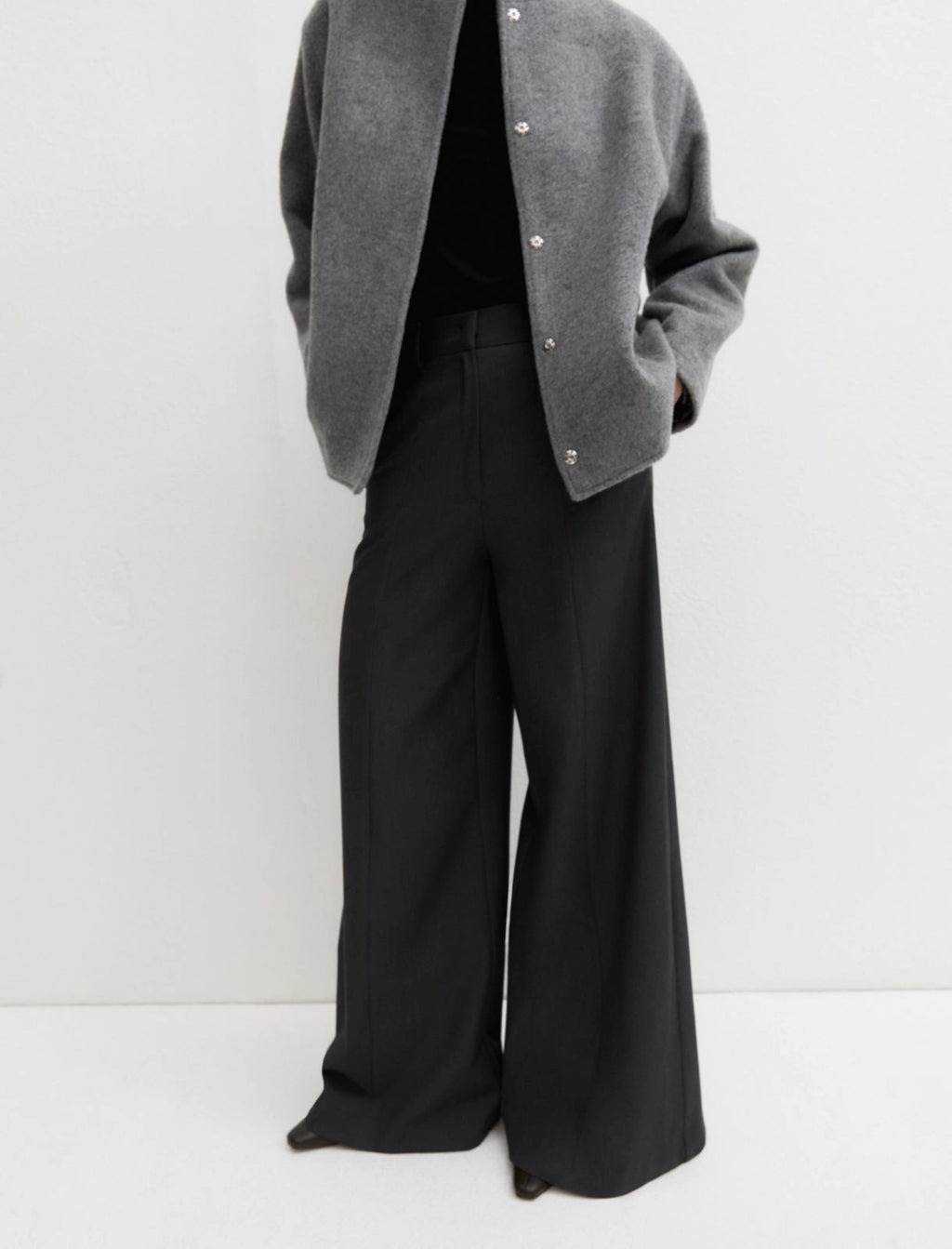 EMME MARELLA   Wide flared trousers - DARK GREY