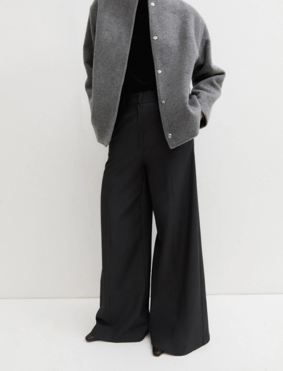 EMME MARELLA   Wide flared trousers - DARK GREY