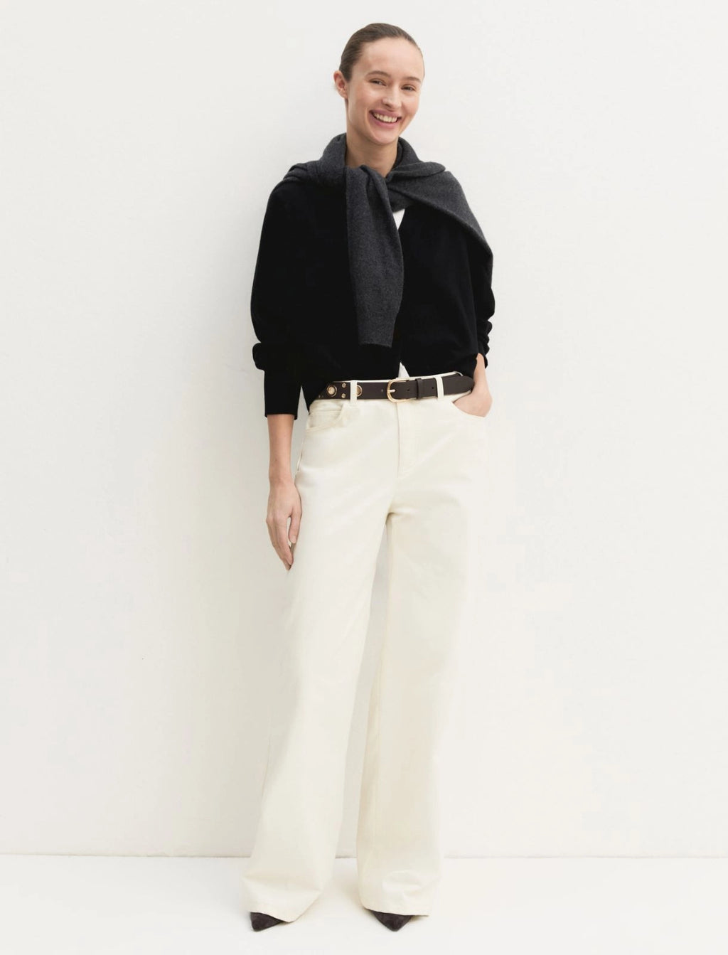 EMME MARELLA Stretch satin five-pocket trousers