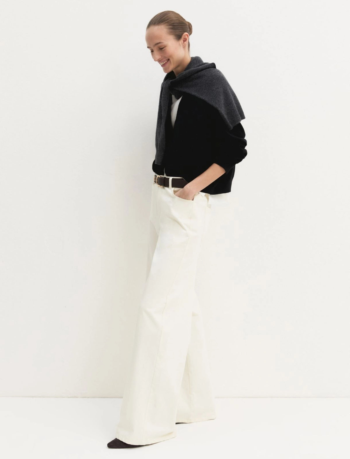 EMME MARELLA Stretch satin five-pocket trousers