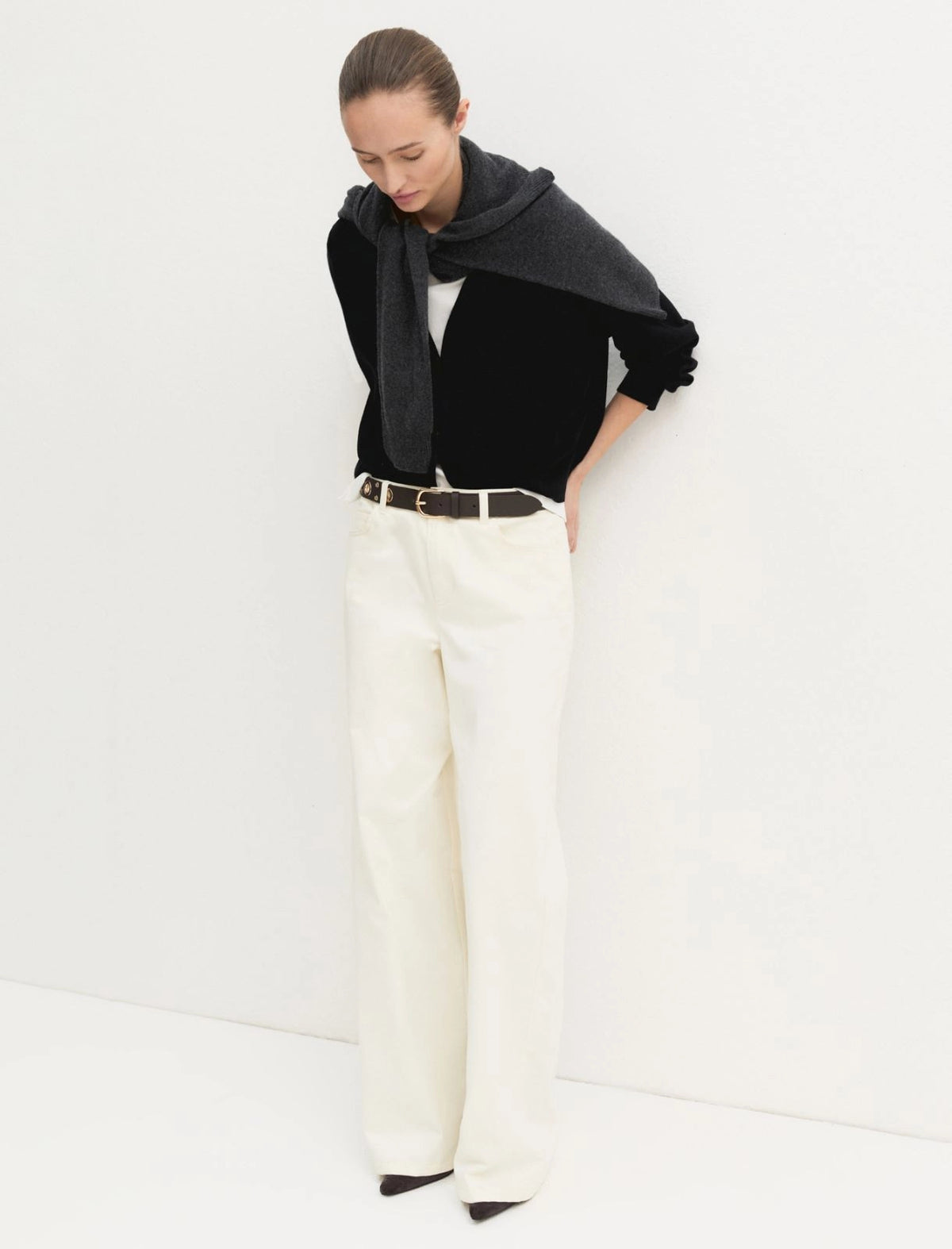 EMME MARELLA Stretch satin five-pocket trousers