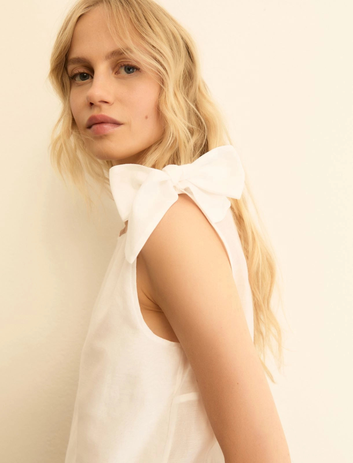 EMME MARELLA Bow-detail muslin top - WHITE