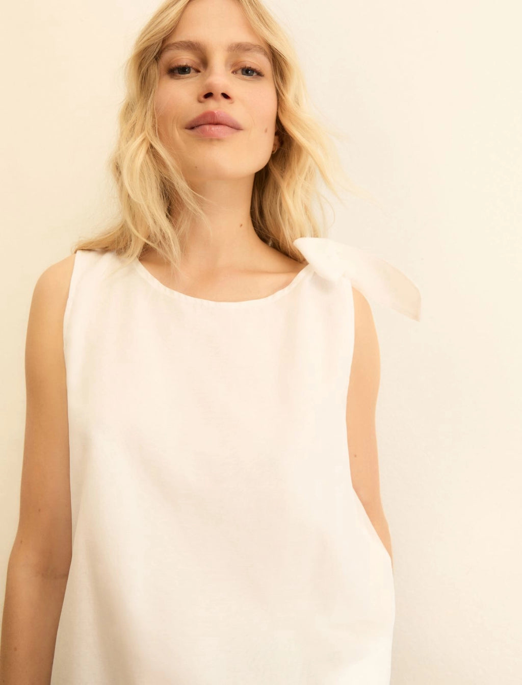 EMME MARELLA Bow-detail muslin top - WHITE