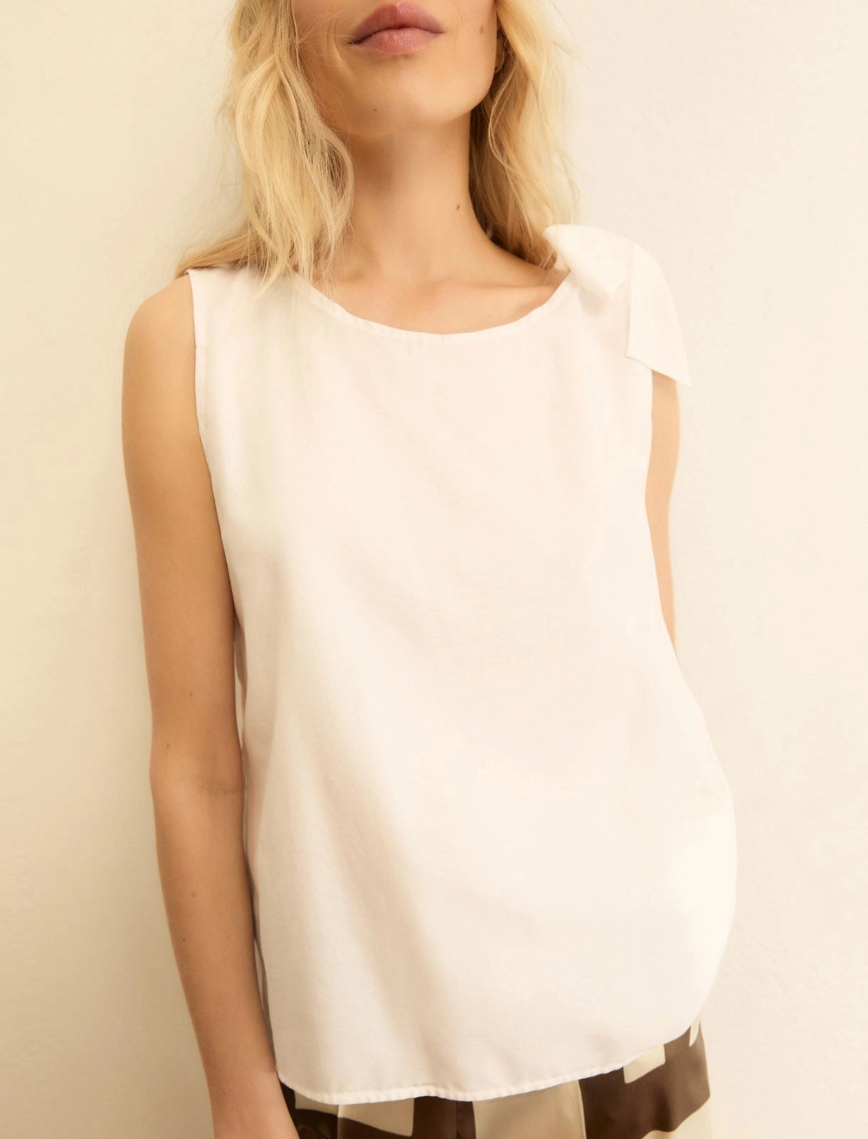 EMME MARELLA Bow-detail muslin top - WHITE