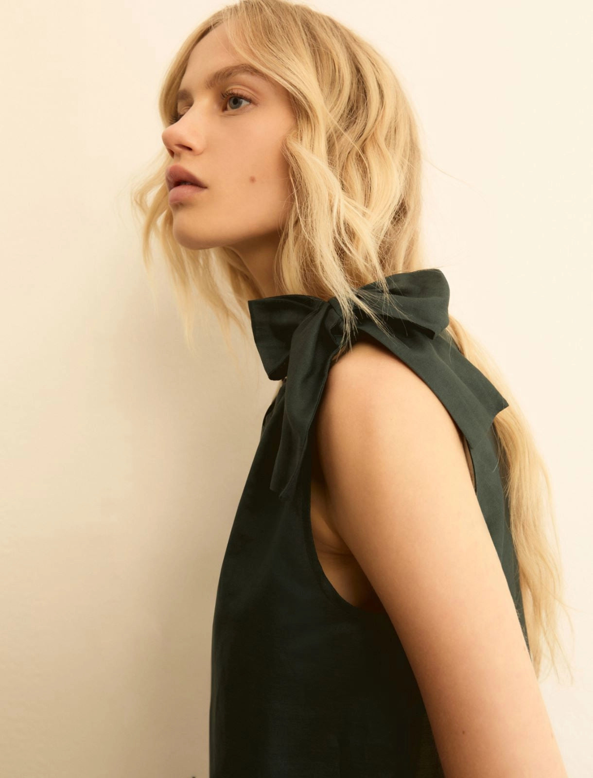 EMME MARELLA Bow-detail muslin top - DARK GREEN