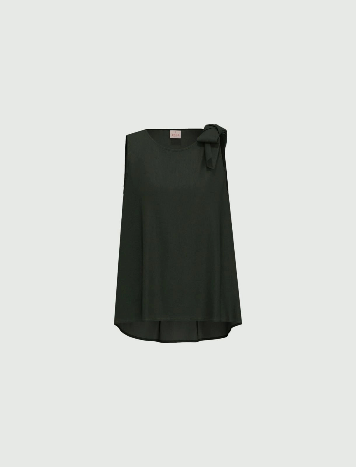 EMME MARELLA Bow-detail muslin top - DARK GREEN