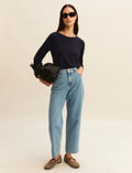 Mom-fit denim 5-pocket trousers - BLUE JEANS