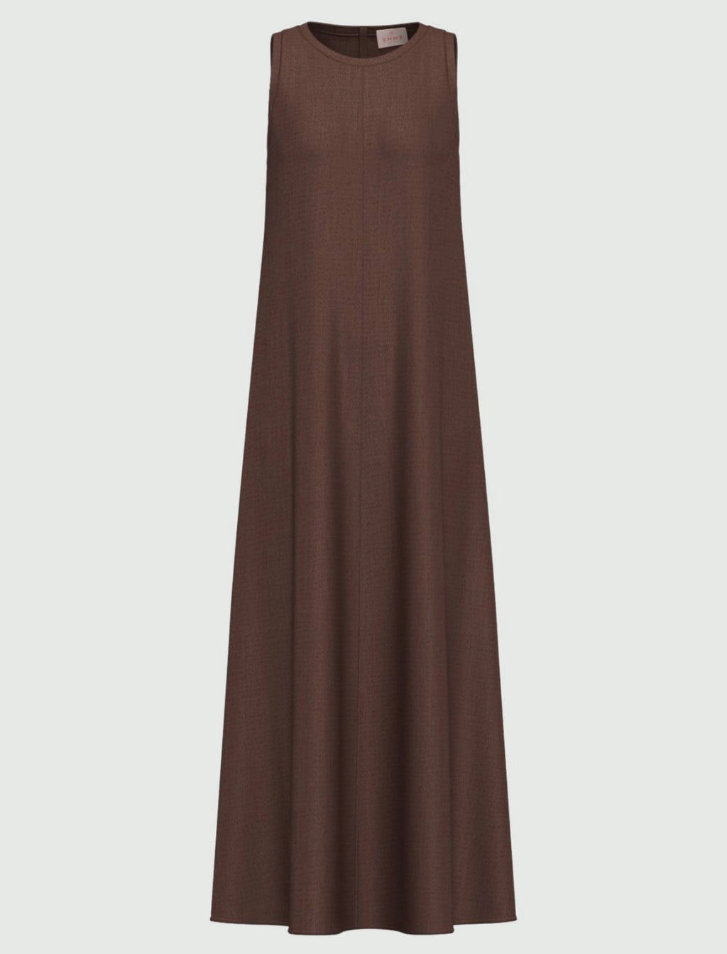 Sleeveless fluid fabric dress - DARK BROWN