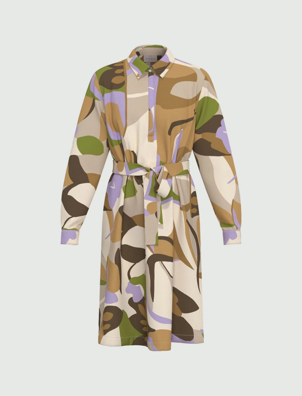 Printed poplin dress - SAND