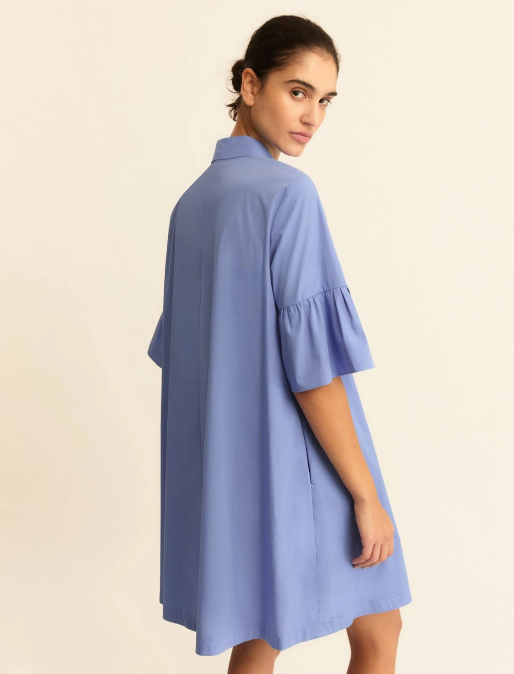EMME MARELLA Flounce-sleeve poplin dress
