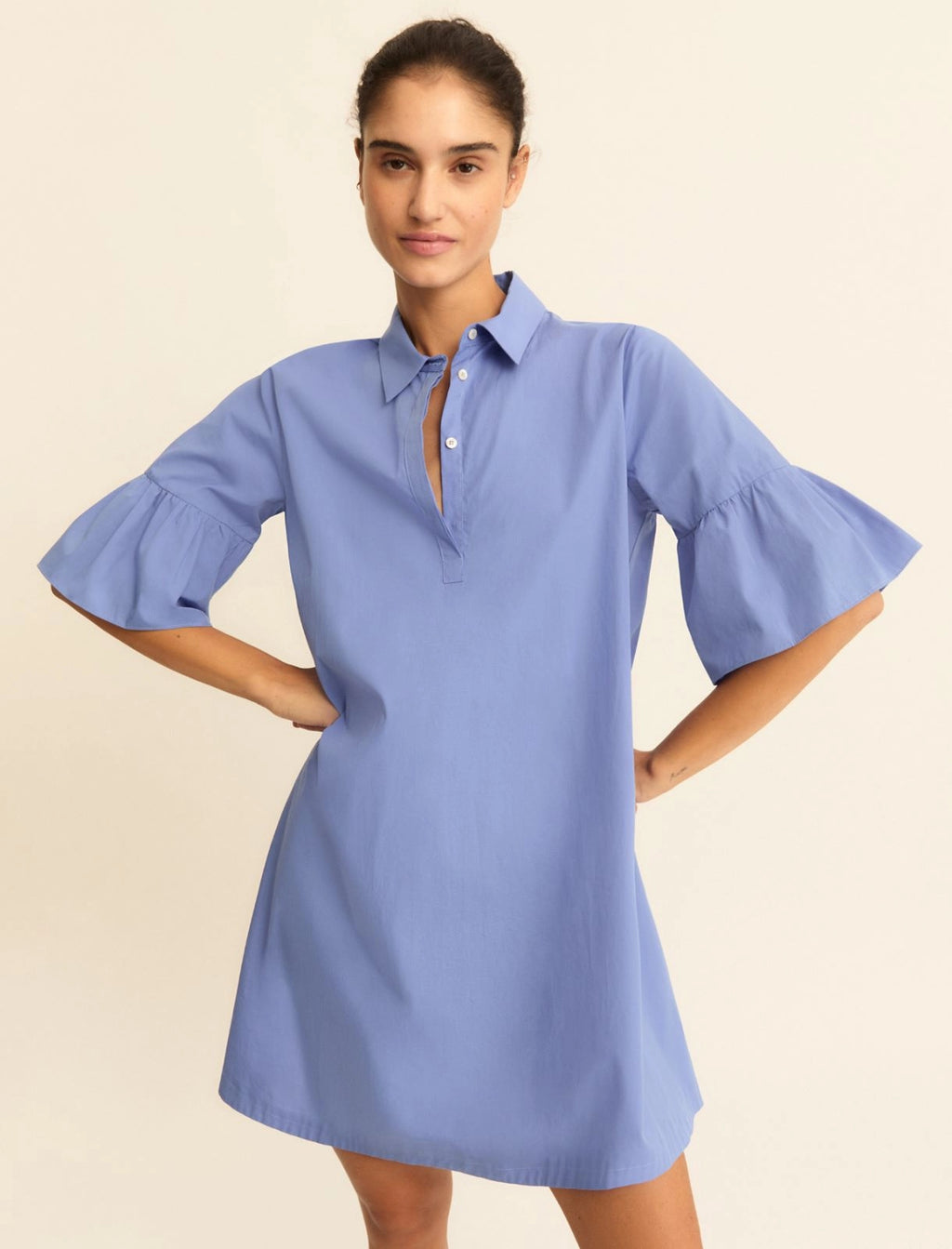 EMME MARELLA Flounce-sleeve poplin dress