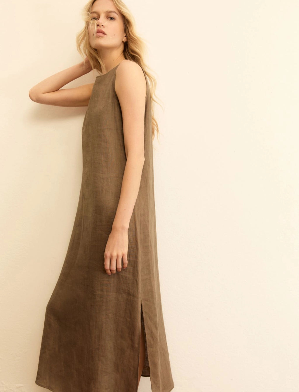 EMME MARELLA Straight-fit linen canvas dress