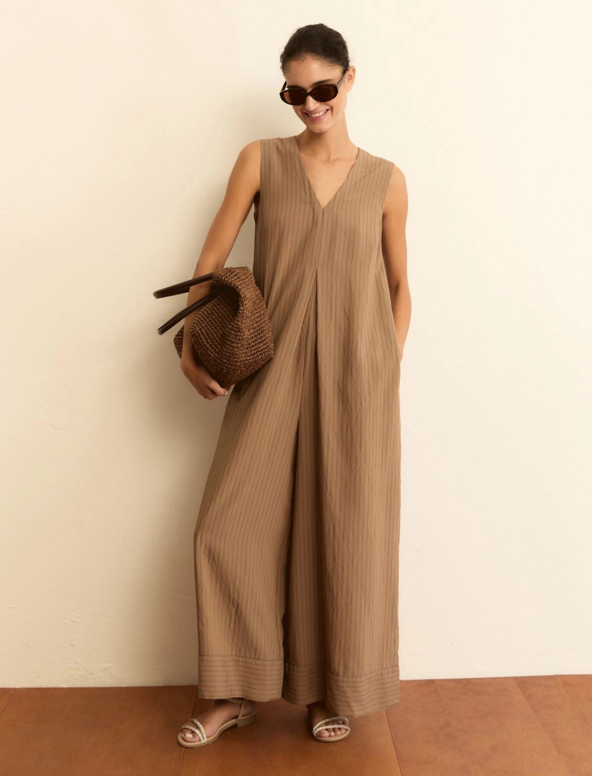 EMME MARELLA Relaxed-fit viscose jumpsuit - CAMEL