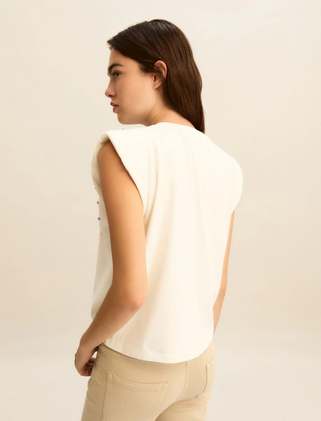 EMME MARELLA Crystal-adorned sleeveless T-shirt